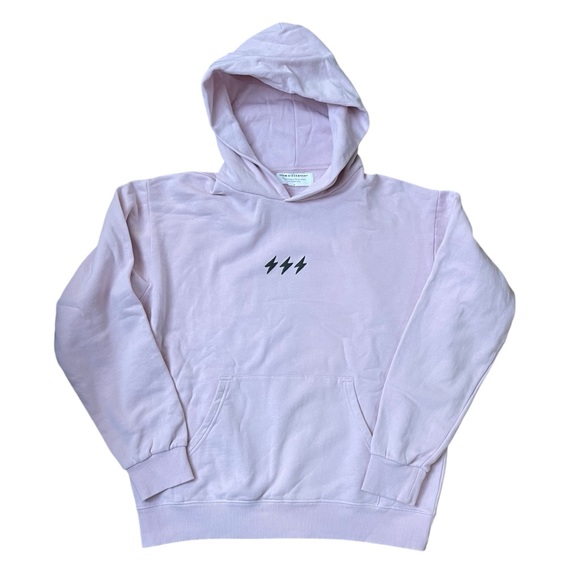 Seek Discomfort Cozy Pink Hoodie with Lightning Bolt Design Organic Cotton L - Picture 6 of 8